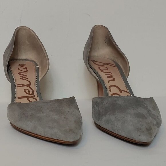 Sam Edelman Suede Delilah d'Orsay Pump Leather Pointed Toe Heel Grey - Picture 7 of 8